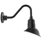 Angle Outdoor Gooseneck Dome Wall Light - Black