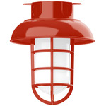 Vaportite Dome Cap Outdoor Ceiling Flush Light - Vermillion / Clear