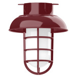 Vaportite Dome Cap Outdoor Ceiling Flush Light - Barn Red / Clear