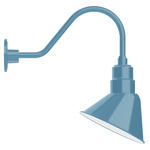 Angle Outdoor Gooseneck Wall Light - Light Blue / White