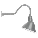 Angle Outdoor Gooseneck Wall Light - Galvanized / White