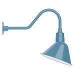 Angle Outdoor Gooseneck Wall Light - Light Blue / White