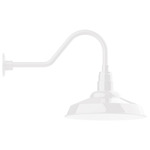 Warehouse Short Gooseneck Outdoor Wall Light - White