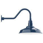 Warehouse Short Gooseneck Outdoor Wall Light - Navy
