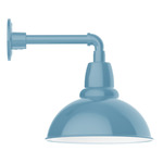 Cafe Straight Arm Outdoor Wall Light - Light Blue / White