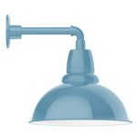 Cafe Straight Arm Outdoor Wall Light - Light Blue / White