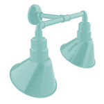 Angle 2-Light Straight Arm Outdoor Wall Light - Sea Green