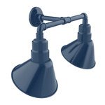 Angle 2-Light Straight Arm Outdoor Wall Light - Navy