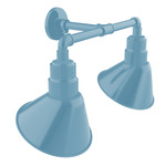 Angle 2-Light Straight Arm Outdoor Wall Light - Light Blue