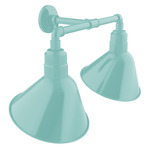 Angle 2-Light Straight Arm Outdoor Wall Light - Sea Green