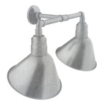 Angle 2-Light Straight Arm Outdoor Wall Light - Galvanized