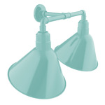 Angle 2-Light Straight Arm Outdoor Wall Light - Sea Green