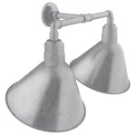 Angle 2-Light Straight Arm Outdoor Wall Light - Galvanized