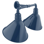 Angle 2-Light Straight Arm Outdoor Wall Light - Navy