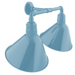 Angle 2-Light Straight Arm Outdoor Wall Light - Light Blue