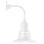 Atomic Curved Arm Outdoor Wall Light - White / Clear
