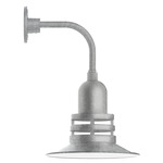 Atomic Curved Arm Outdoor Wall Light - Galvanized / Clear
