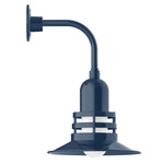 Atomic Curved Arm Outdoor Wall Light - Navy / Clear
