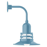 Atomic Curved Arm Outdoor Wall Light - Light Blue / Clear