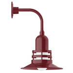 Atomic Curved Arm Outdoor Wall Light - Barn Red / Clear