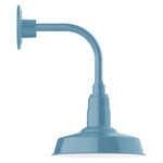 Warehouse Drop Curved Arm Outdoor Wall Light - Light Blue