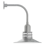 Atomic Curved Arm Outdoor Wall Light - Galvanized / Clear
