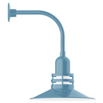 Atomic Curved Arm Outdoor Wall Light - Light Blue / Clear