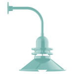 Atomic Rings Curved Arm Outdoor Wall Light - Sea Green / Clear