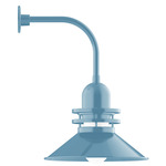 Atomic Rings Curved Arm Outdoor Wall Light - Light Blue / Clear