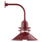 Atomic Rings Curved Arm Outdoor Wall Light - Barn Red / Clear