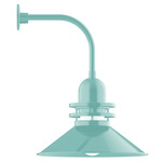 Atomic Rings Curved Arm Outdoor Wall Light - Sea Green / Clear