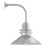 Atomic Rings Curved Arm Outdoor Wall Light - Galvanized / Clear