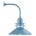 Atomic Rings Curved Arm Outdoor Wall Light - Light Blue / Clear