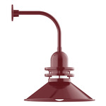 Atomic Rings Curved Arm Outdoor Wall Light - Barn Red / Clear