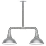 Cafe 2 Light Linear Outdoor Pendant - Galvanized / White