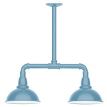 Cafe 2 Light Linear Outdoor Pendant - Light Blue / White