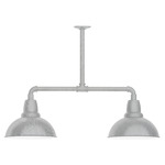 Cafe 2 Light Linear Outdoor Pendant - Galvanized / White