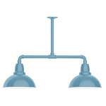 Cafe 2 Light Linear Outdoor Pendant - Light Blue / White