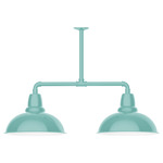 Cafe 2 Light Linear Outdoor Pendant - Sea Green / White