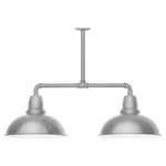 Cafe 2 Light Linear Outdoor Pendant - Galvanized / White