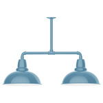Cafe 2 Light Linear Outdoor Pendant - Light Blue / White