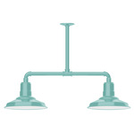 Warehouse 2 Light Linear Outdoor Pendant - Sea Green