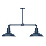 Warehouse 2 Light Linear Outdoor Pendant - Navy