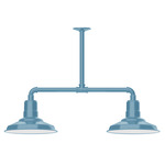 Warehouse 2 Light Linear Outdoor Pendant - Light Blue