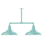 Warehouse 2 Light Linear Outdoor Pendant - Sea Green