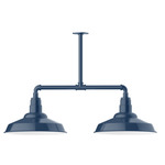 Warehouse 2 Light Linear Outdoor Pendant - Navy