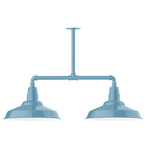 Warehouse 2 Light Linear Outdoor Pendant - Light Blue
