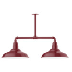 Warehouse 2 Light Linear Outdoor Pendant - Barn Red