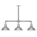 Cafe 3 Light Linear Outdoor Pendant - Galvanized / White