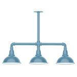 Cafe 3 Light Linear Outdoor Pendant - Light Blue / White